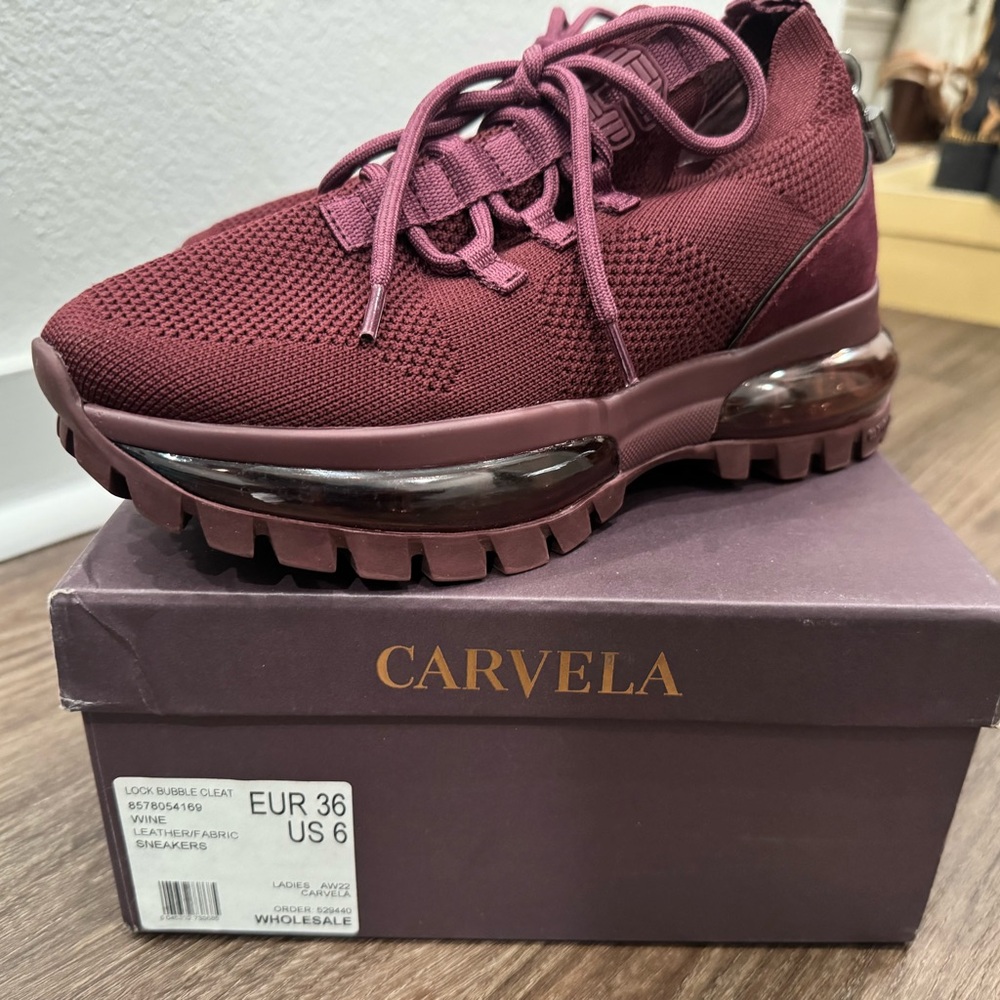 Stylish Burgundy Women's Sneakers - Picture 2 of 5